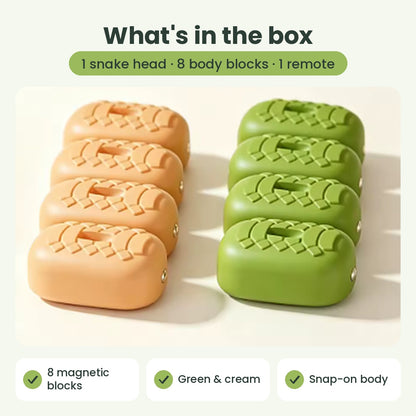 What's in the box: snake head, 8 magnetic body blocks and remote